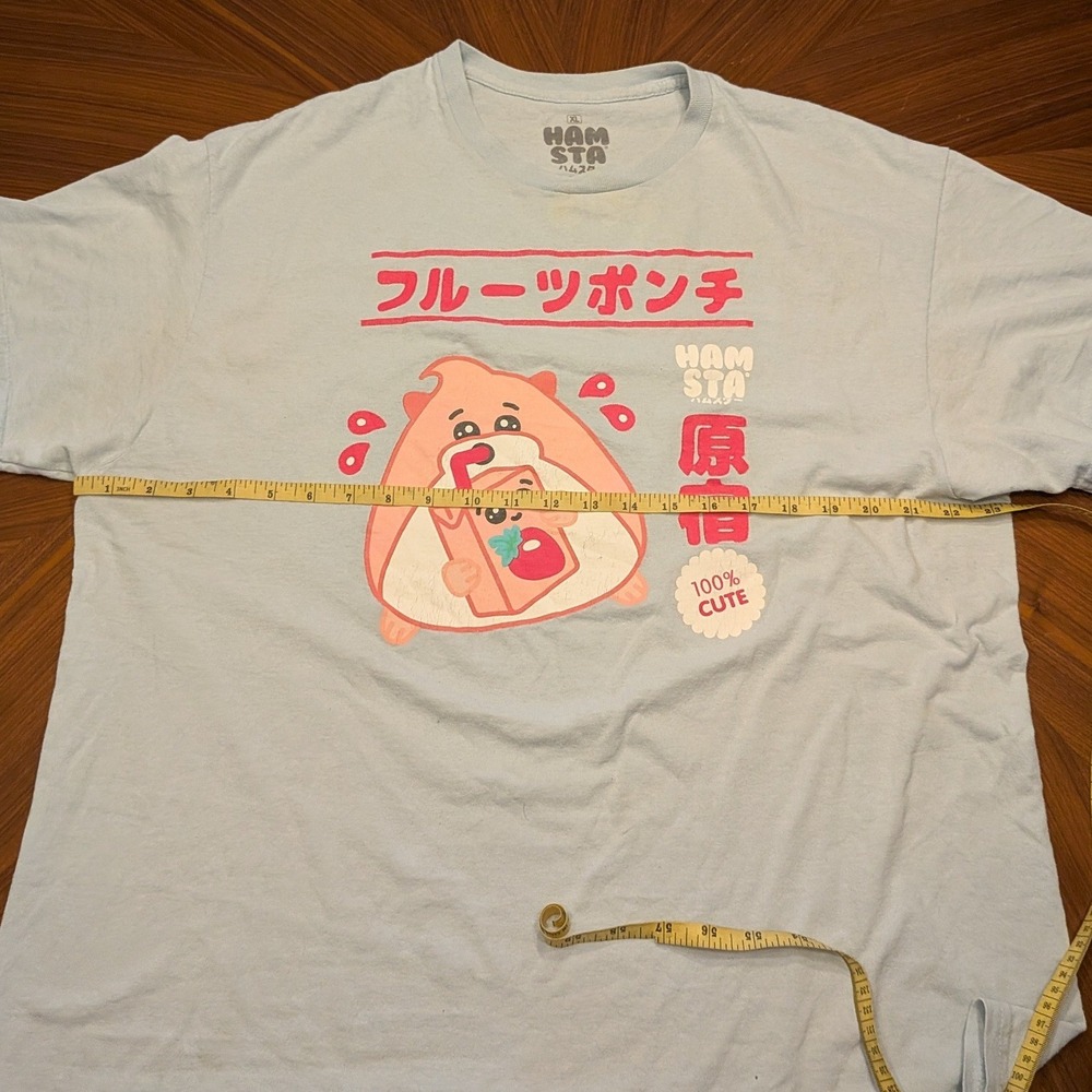 Hamsta Graphic T-Shirt Mens XL Blue Excellent Harajuku Kawaii Ripple Junction
